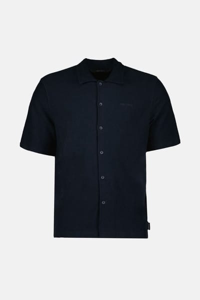 Woven Short Sleeve Overhemd Heren Dark Navy Blue S
