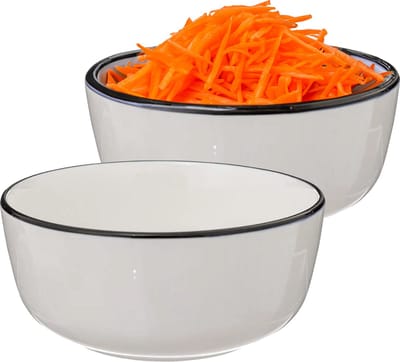Secret de Gourmet Soepkommen/serveer schaaltjes - 4x - Corona - porselein - D15 x H6.5cm - wit/zwart
