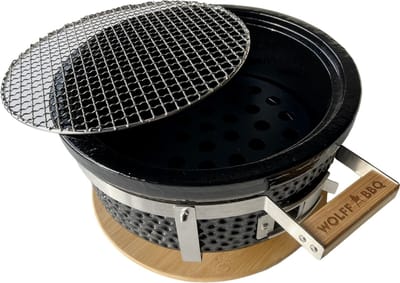 WOLFF BBQ Keramische Tafelbarbecue – Ronde Houtskool BBQ – Met Regelbare Luchttoevoer – Voor Buiten