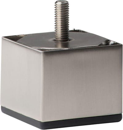 Stalen meubelpoot rvs look vierkant 6 bij 6 cm en hoogte 5 cm (M10) - Set van 4 stuks
