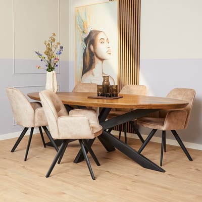 StarFurn Eettafel Brandy - Ovaal Naturel Mangohout - 300x110x76cm