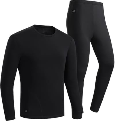 Verwarmde Onderkleding Heren - Elektrisch Verwarmd Ondergoed Set Black M