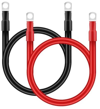 Batterijkabel 25 mm² - 50 cm - Auto Accukabel 12 V - 3 AWG - Koperen Kabel met M10 Ringklemmen - Voor Vrachtwagen, Motorfiets en Zonne-energie - 2 Stuks