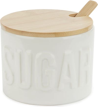 Balvi Suikerpot Wit Elegant Kramiek/Bamboe