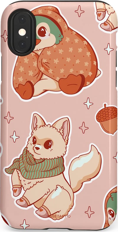 Casetastic hoesje geschikt voor Apple iPhone X / Apple iPhone XS - Dubbellaagse bescherming - Winter avontuur - Fashion Case - Perzik Zand Lichtgrijs