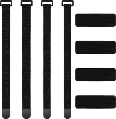 Elastische riemen, 4 stuks met klittenbandsluitingen, elastische klittenband met gesp, anti-slip kabelbinders voor organisatie, verlengkabel, fietsslangen, 2 maten