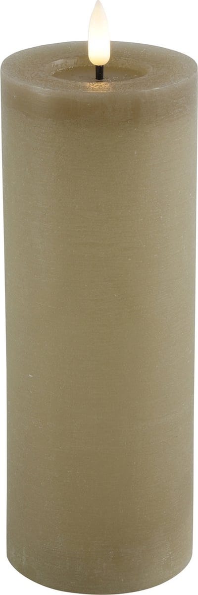 Countryfield Lyon LED kaars/stompkaars - beige - D7,5 x H20 cm - timer