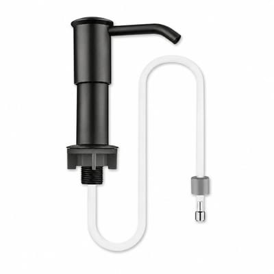 Inbouw zeepdispenser voor keukenspoelbak - met verlengslang - kunststof - zwart - 1 stuk