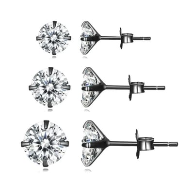 Oorbellen set 3 Paar | Sieraden Zwart | 925 Sterling Zilver | Vrouwen | Romystones