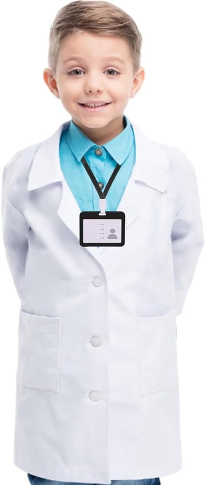 2-Pack Laboratoriumjas voor Kinderen met Naamlabel - Wetenschapskostuum voor Meisjes, Rollenspel en Schoolactiviteiten