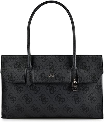 GUESS schoudertas Kiera Tote Coal Logo donkergrijs