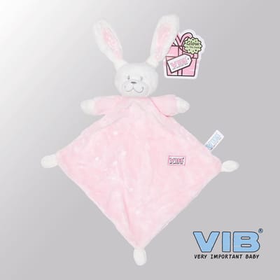 VIB® - Knuffeldoekje Konijn Glow in the dark - Roze - Babykleertjes - Baby cadeau - zwangerschap aankondiging - geboorte cadeau