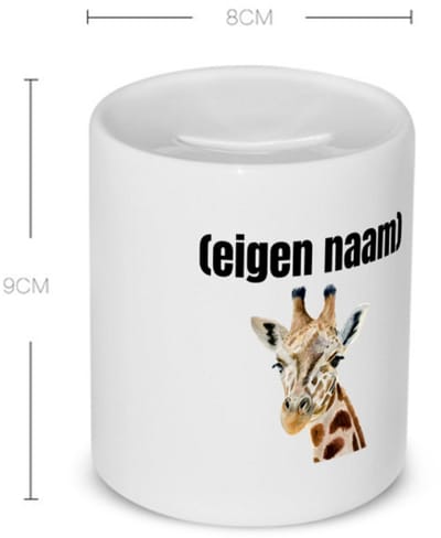 Akyol - giraffe met eigen naam Spaarpot - Giraffe - giraffe liefhebbers - dieren liefhebber - leuk cadeau voor iemand die houdt van giraffen - cadeau - kado - 350 ML inhoud