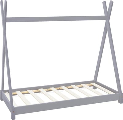 Kinderbed Tipi 80x160 cm lichtgrijs gemaakt van dennenhout Houten bed met lattenbodem ML design