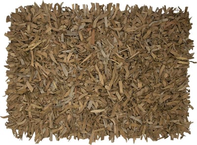 vloerkleed gerecycled leer franjes camel 60x90cm