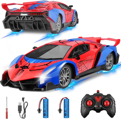 Afstandsbediening Auto Spider, 1:18 Drift RC Auto met 2 Oplaadbare Batterijen en LED Licht, Perfecte Verjaardagscadeaus voor Kinderen, Binnen- en Buitenspellen, Racen voor Jongens van 3 tot 6 Jaar