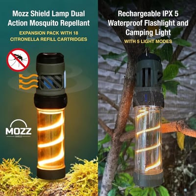 Muggenwerende lamp voor buiten - Oplaadbaar via USB-C - Inclusief muggenwerend kussentje met citroengras - Magnetische voet en statief - Waterdicht - Ingebouwde zaklampfunctie