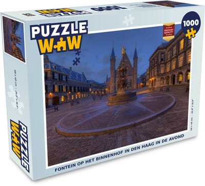 Puzzel Fontein op het Binnenhof in Den Haag in de avond - Legpuzzel - Puzzel 1000 stukjes volwassenen