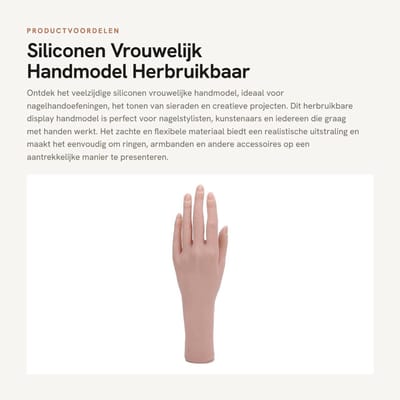 Dailygoods- Handmodel Realistisch - Siliconen Vrouwelijk Handmodel - Buigbaar - Herbruikbaar - Display Hand - Oefenen met Nail Art - Mannequin