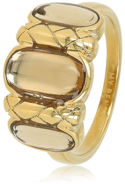 My Bendel - Vintage Romance Ring met Glasstenen • Smoky Topaz - met Luxe Cadeauverpakking | Sieraden Voor Dames | Maat 16.00 Mm / Maat 50