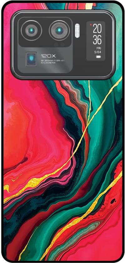 Smartphonica Telefoonhoesje Geschikt voor Xiaomi Mi 11 Ultra met Rood Groen Marmer Opdruk - TPU Backcover Case Red Green Marble Design geschikt voor Xiaomi Mi 11 Ultra