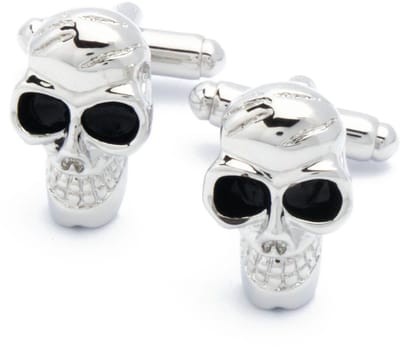 Manchetknopen - Halloween Lachende Doodskop Zilver