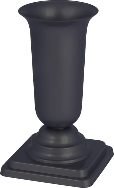 Form Plastic Grafvaas - kunststof - antraciet - H27 cm - decoratie - bloemenvaas voor op een herdenkingsplaats/kerkhof - op sokkel