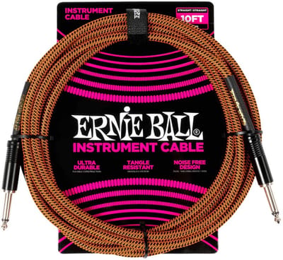 Ernie Ball 6468 Gevlochten Gitaarkabel Pumpkin Pie 3 Meter