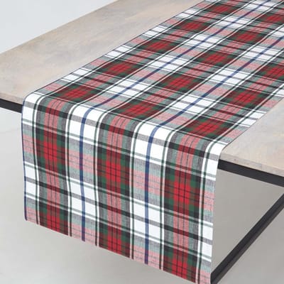 Homescapes MacDuff geruite tafelloper, 100% katoen, meerkleurig