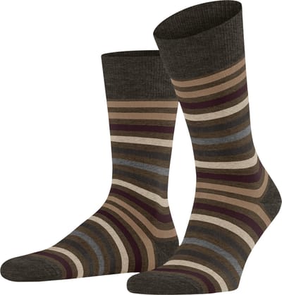 FALKE Tinted Stripe gedessineerd wol katoen sokken heren groen - maat 39-42