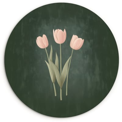 WallCircle® Wandcirkel 120x120 cm - Muurcirkel Tulpen - Liefde - Donkergroen - Muurdecoratie woonkamer - Wanddecoratie slaapkamer - Kamer decoratie accessoires - Ronde schilderijen XXL