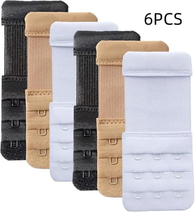 6 stuks - 3-haaks bh-verlengstuk - BH-verlengers voor vrouwen - elastische, zachte en comfortabele bh-bandverlenger - lingerie accessoire