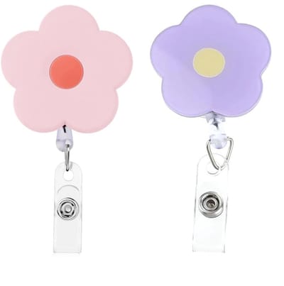 Dailygoods- Naambordhouder Uittrekbaar - ID Kaart Houder - Bloemenpatroon - Robuuste Klem - Versterkte Kunststof - Flexibele Siliconen - ID-kaarthouder