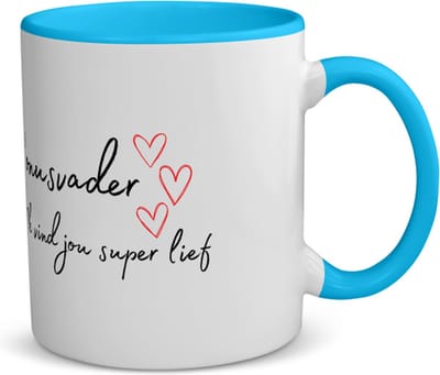 Akyol - bonusvader ik vind jou super lief koffiemok - theemok - blauw - Papa - de liefste bonusvader - vader cadeautjes - vaderdag - verjaardag - geschenk - kado - 350 ML inhoud