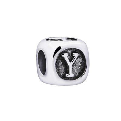 Quiges - 925 - Zilveren - Bedels -Sterling zilver - Beads - Alfabet Letter Y Kraal Charm - Geschikt – voor - alle bekende merken - Armband Z448