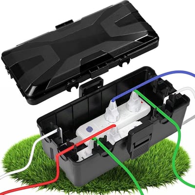Waterdichte Kabelbox - Tuinkabelbox - Buiten Gebruik - Stof- en Waterdicht - 27 x 16 x 11.5 cm - Zwart
