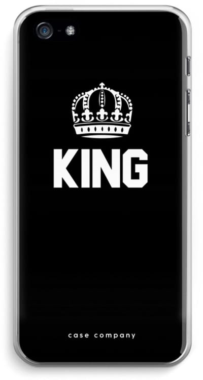 Case Company® - Hoesje geschikt voor iPhone 5 / 5S / SE (2016) hoesje - King zwart - Soft Cover Telefoonhoesje - Bescherming aan alle Kanten en Schermrand