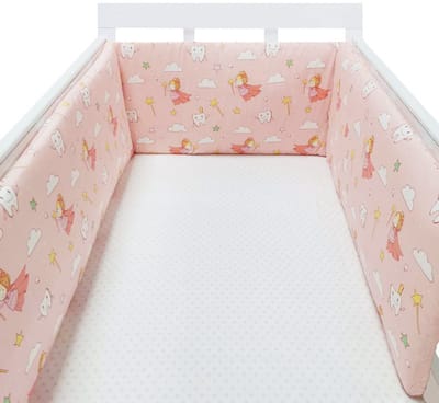 Il Bambini - Bedomrander 180x30cm - Baby Bedbumper Ledikant - Katoen - Roze tandenfee