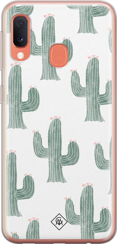 Casimoda® hoesje - Geschikt voor Samsung A20e - Cactus Print - Backcover - Siliconen/TPU - Roze