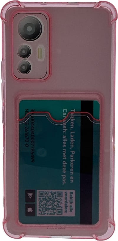 Schokbestendig TPU Hoes Kaarthouder Geschikt voor: Xiaomi Redmi 10 2022 - Roze - Hoesje met Achterkant Pasjeshouder