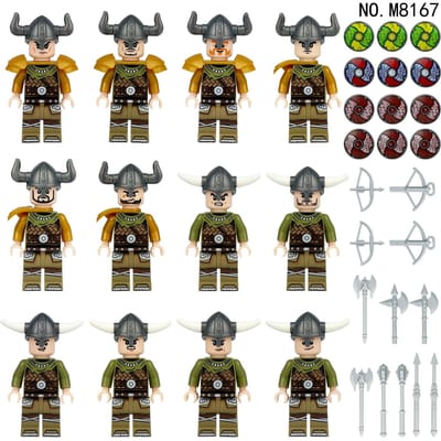 Viking pop M8168 kinderen monteren compacte deeltjes bouwstenen speelgoed wapens accessoires verjaardagscadeaus voor soldaten.