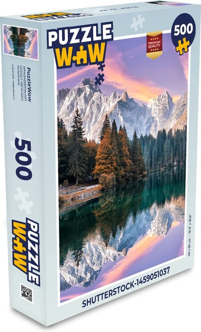 Puzzel Bergen - Bos - Water - Lucht - Roze - Paars - Legpuzzel - Puzzel 500 stukjes