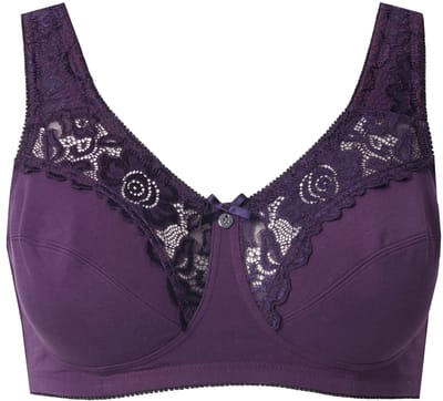 Ulla Popken - Dames - Kelly steun beha kant zonder beugel - Aubergine - Maat 95C