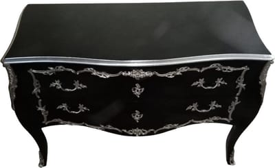 Barok commode deluxe - zwart zilver