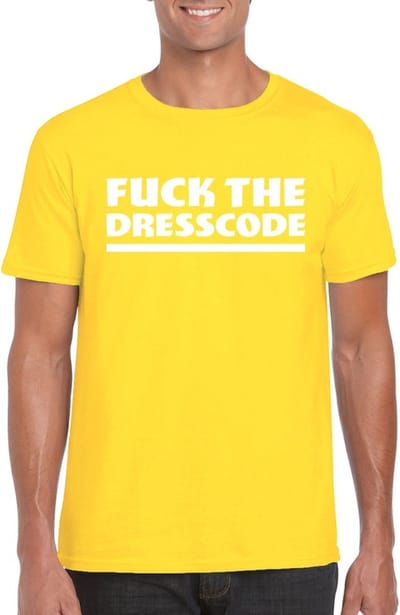 Fuck the dresscode heren shirt geel - Heren feest t-shirts S