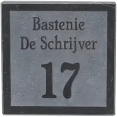 Vasp Huisnummer En Naam Hardsteen Donker Gezoet Maatwerk 18x18cm