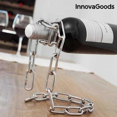 Porte Bouteille Vin Design, Décoratif et Original en forme de Chaîne Chromé Magique