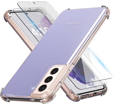 Hoesje geschikt voor Samsung S21 Transparant - 2x screenprotector - beschermglas screen protector - Anti Shock hoesje case