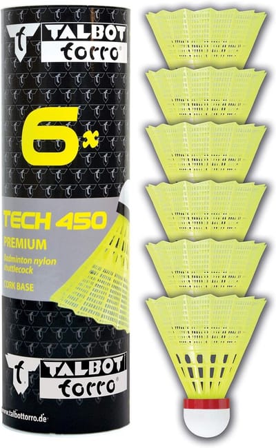 Badminton Shuttlecock Tech 450 - 6 stuks in Premium Nylon - Geel