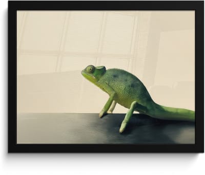 Poster in lijst - Fotolijst 40x30 cm - Posters - Kameleon - Groen - Minimalistisch - Posterlijst zwart - Decoratie - Wanddecoratie woonkamer - Muurdecoratie slaapkamer